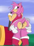  3:4 absurd_res amy_rose anus bottomless butt butt_grab chibitay clothed clothing countershade_butt countershade_face countershading eulipotyphlan female freckles freckles_on_butt freckles_on_face freckles_on_shoulders hammer hand_on_butt hedgehog hi_res mammal question_mark sega sonic_the_hedgehog_(series) spread_anus spread_butt spreading tools 