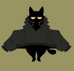  anthro baggy_clothing black_body black_fur clothing d0ncassidy digital_media_(artwork) domestic_cat featureless_crotch felid feline felis fur grey_clothing grey_jacket grey_topwear jacket mammal solo standing topwear whiskers yellow_eyes 