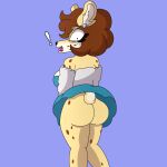  anthro big_breasts big_butt breasts butt clothed clothing curvy_figure darline_(honibnuuy) deer ear_piercing female hi_res honibnuuy huge_butt mammal piercing raised_clothing shocked shocked_expression solo tail thick_thighs wardrobe_malfunction 