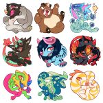  ambiguous_gender anthro butt chimereon dragon feral group horn paws seelnose sticker tail 