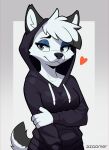  &lt;3 anthro azoomer clothed clothing digital_media_(artwork) emo female hi_res hoodie simple_background solo topwear 