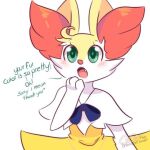  anthro askblog blush bow_ribbon braixen cocothebraixen dialogue duo female generation_6_pokemon looking_at_viewer male nintendo pokemon pokemon_(species) rune_(~hey_yo~) 