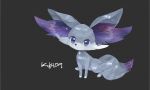  alternate_color animal_ear_fluff animal_focus artist_name choker closed_mouth commentary_request fennekin fox full_body grey_background highres looking_at_viewer no_humans ntmkn open_mouth partial_commentary pokemon pokemon_(creature) purple_choker purple_eyes shiny_pokemon signature simple_background sitting solo 