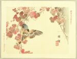  animal animal_focus animal_request bird bird_request branch brown_bird fine_art imao_keinen leaf nihonga no_humans original plant plant_request simple_background traditional_media ukiyo-e yellow_background 