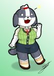  animal_crossing anthro big_breasts bottomwear breasts canid canine canis clothing cosplay crossover crossover_cosplay d13w0tt_(artist) dogs_in_space domestic_dog female footwear fur green_background green_clothing grey_body grey_fur grey_tail hi_res looking_at_viewer mammal multicolored_body multicolored_fur netflix nintendo nomi_(dogs_in_space) shih_tzu shoes short_stack simple_background singature skirt smile socks solo thick_thighs topwear toy_dog two_tone_body two_tone_fur uniform vest white_body white_fur 
