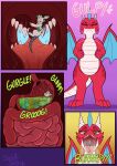  ambiguous_gender anthro anthro_pred belly bodily_fluids burping burping_up_clothing comic dragon extreme_size_difference female feral feral_prey gem guts hi_res holding_uvula inside_mouth inside_stomach internal intestines larger_female larger_pred lizzie_(swiftsketch) neck_bulge object_in_stomach oral_vore organs reverse_mouth_shot saliva scarf sharp_teeth size_difference smaller_ambiguous smaller_prey stomach_acid swallowing swallowing_sound_effect swiftsketchpone teeth uvula vore wide_hips willing_prey 