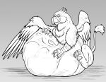  abdominal_bulge after_vore ambiguous_gender avian beak belly big_belly dragon duo feral feral_pred feral_prey greyscale gryphon half-closed_eyes hand_on_stomach licking licking_lips lnyx male male_pred monochrome mythological_avian mythology narrowed_eyes sitting tail thatgryphonguy tongue tongue_out vore wings 