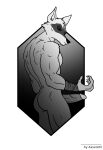  absurd_res anthro axxxonn back_muscles biceps canid canine canis death_(puss_in_boots) dreamworks erection fur genitals grey_body grey_fur greyscale hi_res male mammal monochrome muscular muscular_anthro muscular_male nude penis puss_in_boots_the_last_wish simple_background solo wolf 