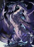  absurdres blue_eyes claws commission dragon dragon_claw dragon_horns dragon_wings glowing glowing_eye gradient_background haku_(shirogane) highres horns large_wings monster no_humans original scales skeb_commission western_dragon wings 