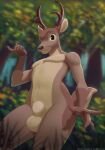 animal_genitalia anthro antlers balls bambi bambi_(film) deer disney genitals horn lunalei male mammal nude outside sheath solo 