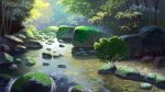  bush day forest highres moss naohiro nature original outdoors rock scenery stream tree water 