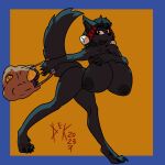  bag big_beastrs booba breasts canid canine canis destruteka easter easter_egg egg happy hi_res hoki_(joseluisgm) holidays mammal nude paws raised_tail running tail wolf 