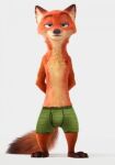  2016 anthro barefoot black_nose boxer_briefs boxer_briefs_only brown_body brown_fur bulge canid canine claws clothed clothing disney feet fox fur green_boxer_briefs green_clothing green_eyes green_underwear hands_behind_back male mammal nick_wilde orange_body orange_fur pattern_clothing pattern_underwear shadow simple_background smile solo striped_boxer_briefs striped_clothing striped_underwear stripes tan_body tan_fur third-party_edit tinydeerguy topless underwear underwear_only white_background zootopia 
