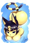  animal_crossing ankha_(animal_crossing) anthro breasts butt cleavage clothed clothing domestic_cat felid feline felis female frown hi_res looking_at_viewer mammal nintendo nude partially_submerged solo vontornado123 water wet 