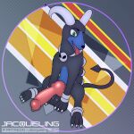  1:1 absurd_res animal_genitalia animal_penis balls big_balls big_penis canid canine canine_genitalia canine_penis claws diablo_(houndoom) erection fan_character feral finger_claws generation_2_pokemon genitals hi_res houndoom jacqueling knot male mammal nintendo penis pokemon pokemon_(species) solo toe_claws 