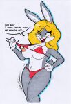  absurd_res anthro areola big_breasts bikini bikini_pull breasts bugs_bunny clothed clothing clothing_pull genitals grey_body gynomorph hair handwear hi_res huge_breasts intersex lagomorph leporid looney_tunes mammal nipples penis rabbit rotten_owl simple_background smile solo swimwear swimwear_pull traditional_media_(artwork) warner_brothers white_background wide_hips 