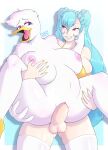  akeno_(itsnafulol) anatid anseriform anthro avian beak big_breasts bikini bird blue_hair breasts carrying_another carrying_partner clothing dirtyduckart duck duo female fur gynomorph gynomorph/female gynomorph_penetrating hair happy happy_sex hi_res holding_breast huge_breasts human human_on_anthro intersex intersex/female intersex_penetrating interspecies mammal penetration penile penile_penetration penis_in_pussy pregnant purple_eyes sex smile standing standing_sex swimwear thick_thighs twintails_(hairstyle) vaginal vaginal_penetration white_body white_fur yellow_bikini yellow_clothing yellow_swimwear 