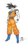  1boy black_hair commentary commentary_request dougi dragon_ball dragon_ball_z full_body muscular muscular_male satou_masaki solo son_goku spiked_hair standing white_background 