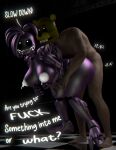  2022 animatronic anthro areola avian bent_over big_breasts big_butt bird black_sclera bodily_fluids breast_milking breasts butt checkered_floor chicken digital_media_(artwork) duo english_text female female_penetrated five_nights_at_freddy&#039;s galliform gallus_(genus) hair hand_on_legs hi_res human lactating looking_pleasured machine male male/female male_penetrating male_penetrating_female mammal mask milk nipples on_ground onomatopoeia penetration phasianid purple_body purple_hair purple_tail rckke robot scottgames sex shadow_toy_chica sound_effects standing standing_sex tail text thick_thighs white_areola white_eyes white_nipples 