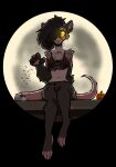  absurd_res american_opossum anthro crea_(lotusgoatess) female food fruit full_moon fur hi_res mammal marsupial moon plant plushie psychorodent pumpkin solo tattoo were yellow_eyes 