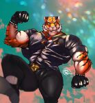 2023 abs anthro barazoku biceps big_muscles black_body black_fur black_stripes bottomwear clothed clothing digital_media_(artwork) epic_games eyebrows felid footwear fortnite fully_clothed fur gloves handwear hi_res male mammal muscular muscular_anthro muscular_male muscular_thighs orange_body orange_fur oscar_(fortnite) pantherine pants pecs shirt shoes smile socks solo striped_body striped_fur stripes thick_thighs tiger tight_clothing topwear whiskers white_body white_fur xdarkspace 
