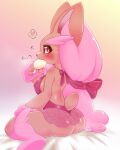  absurd_res anthro big_breasts big_butt bodily_fluids breasts brown_body brown_fur butt clothing female fur generation_4_pokemon hi_res lingerie lopunny mochimochi39mo nintendo nipple_outline pokemon pokemon_(species) solo sweat 