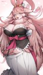  anthro avian bird blue_eyes breasts clothed clothing female fur hair hi_res looking_at_viewer pink_body pink_fur pink_hair simple_background solo suurin_2 