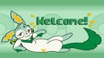  ambiguous_gender banner banner_image digital_media_(artwork) eeveelution feral fusion generation_4_pokemon generation_5_pokemon green_background hi_res hybrid leaf leaf_ears leaf_tail leafeon long_tail looking_at_viewer lying mascot nintendo on_back paws pixel_(artwork) pokeball pokemon pokemon_(species) pokemon_fusion red_eyes saffron_(ooc_pokeporn) serperior simple_background smug solo tail white_body zlut385 