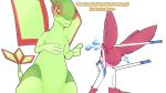  anthro bodily_fluids bonepie duo eeveelution flygon generation_3_pokemon generation_6_pokemon gesture male mistakes_were_made nintendo pointing pointing_at_another pokemon pokemon_(species) scared size_difference smile sweat sylveon 