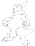  3_toes 4_fingers animated anthro bristol bulge chua claws clothed clothing fangs feet fingers hi_res looking_at_viewer male mammal paws sharp_teeth slightly_chubby solo speedo swimwear tail teeth toes topless wildstar 