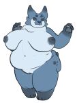  absurd_res anthro belly big_belly big_breasts blue_body breasts dark_nipples felid feline female hi_res huge_breasts hybrid mammal nekopuoo obese obese_anthro obese_female overweight overweight_anthro overweight_female pawpads scalie solo 