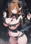  1girl :3 aqua_eyes arm_strap artist_name bare_shoulders bat_(animal) bat_bra belly between_breasts black_background black_bra black_collar black_corset black_garter_belt black_horns black_nails black_panties black_ribbon black_sleeves black_tiara black_wings black_wrist_cuffs blush bra breasts brown_hair buttons cleavage collar commentary_request corset covered_collarbone curled_horns curvy demon_girl demon_horns demon_wings detached_collar detached_sleeves fanbox_username fang fingernails frilled_collar frilled_panties frills garter_belt gradient_background hair_ornament hair_ribbon hairclip heart heart_button heart_in_eye heart_o-ring heart_print highres horns huge_breasts lace-trimmed_corset lace-trimmed_sleeves lace_trim long_fingernails long_sleeves looking_at_viewer medium_hair nail_polish navel nijisanji o-ring o-ring_bra o-ring_top open_mouth panties patreon_username pink_gemstone pink_ribbon plump pointy_ears ribbon simao_(x_x36131422) sketch skin_fang skindentation smile smoke solo sparkle star_(symbol) star_print stomach strap_between_breasts striped_horns suzuhara_lulu swept_bangs symbol_in_eye thick_thighs thighs tiara underboob underwear virtual_youtuber web_address wide_hips wings wrist_cuffs x_hair_ornament 