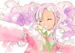  1girl closed_eyes curly_hair dark-skinned_female dark_skin dress forehead_jewel happy hinemois long_hair meredy_(tales) open_mouth purple_hair simple_background smile solo tales_of_(series) tales_of_eternia twintails white_background 