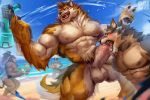  abs absurd_res anthro ball balls barrel_(live_a_hero) beach beach_sex bear blush brown_body brown_fur canid canine canis erection felid fellatio fur genitals goro_(live_a_hero) group hi_res illegal_furry licking licking_lips lifewonders lion live_a_hero male male/male mammal muscular muscular_anthro muscular_male nipples oral pantherine pecs penile penis penis_lick public public_nudity public_sex pubraseer seaside sex tongue tongue_out toshu toy toy_gun water_gun wolf 