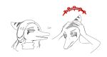  alternate_universe anthro darkest_dungeon dinosaur duo fang_(gvh) female goodbye_volcano_high hair hand_on_head headshot_portrait long_hair long_snout monochrome portrait pterodactylus pterosaur reptile scalie shaved_head simple_background sketch snoot_game_(fan_game) snout tired_eyes unknown_artist white_background 