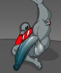  absurd_res alien alien_humanoid balls big_balls big_penis bottomless clothed clothing cream_(repomorame) erection genitals grey_body hi_res huge_balls huge_penis humanoid hyper hyper_genitalia hyper_penis looking_at_viewer lying male not_furry on_back one_eye_closed penis raised_leg repomorame roswell_grey solo sweater thick_thighs topwear 