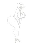  anthro big_breasts bikini breasts butt canid canine canis clothed clothing disney ear_piercing female footwear goof_troop hi_res high_heels huge_breasts krocialblack mammal mature_anthro mature_female peg_pete piercing platform_footwear platform_heels solo swimwear thick_thighs 