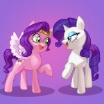  absurd_res blue_eyes duo equid equine eyeshadow female female/female feral friendship_is_magic green_eyes hasbro hexecat hi_res horn horse makeup mammal mlp_g5 my_little_pony open_mouth pegasus pipp_petals_(mlp) pony rarity_(mlp) unicorn wings 