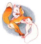  albino animal_genitalia anus canid canine cuddling duo female fox fully_sheathed genitals hi_res male male/female mammal pussy sheath solomonfletcher traditional_media_(artwork) 