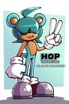  absurd_res anthro brown_body brown_skin clothing cricetid fan_character footwear gloves hair hair_over_eyes handwear hi_res hop_the_lemming lemming male mammal rodent sachasketchy sega shoes solo sonic_the_hedgehog_(series) steel_tipped_boots teal_body teal_hair 