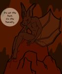  bat brown_body brown_fur english_text fur hell male mammal red_eyes tabbiewolf text winged_arms wings 