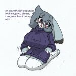  anthro big_breasts blush breasts clothing disney english_text eyewear female glasses hi_res legwear pace-maker solo sweater text thick_thighs thigh_highs topwear violet_hopps zootopia 