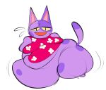 animal_crossing anthro belly belly_overhang big_belly bob_(animal_crossing) bodily_fluids boxmingle clothed clothing digital_media_(artwork) domestic_cat fat_rolls felid feline felis fur looking_at_viewer love_handles male mammal moobs morbidly_obese morbidly_obese_anthro morbidly_obese_male nintendo obese obese_anthro obese_male overweight overweight_anthro overweight_male purple_body purple_fur raised_clothing raised_shirt raised_tail raised_topwear shirt simple_background smile solo sweat sweatdrop tail tears thick_thighs topwear white_background 