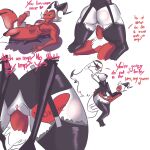  absurd_res anthro avian bird demon dominant dominant_female duo female hair helluva_boss hi_res imp impregnation_attempt impregnation_request latex male male/female moxxie_(helluva_boss) penetration pubes red_body splendidsplend8 stella_(helluva_boss) submissive submissive_male tatoos vaginal vaginal_penetration white_body white_hair 