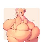  big_breasts big_butt breasts butt clothed clothing female generation_2_pokemon hi_res huge_breasts huge_butt hyper hyper_breasts hyper_butt lightmizano nintendo panties pokemon pokemon_(species) short_stack simple_background solo teddiursa thick_thighs tight_panties topless underwear 