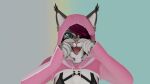  anthro blue_eyes bra cassandra_rose clothed clothing domestic_cat felid feline felis female fur gesture gradient_background grey_body grey_fur hair hand_heart hi_res hoodie looking_at_viewer mammal red_hair simple_background solo tongue tongue_out topwear underwear white_body 