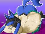  4:3 aafox196 abdominal_bulge animal_humanoid anthro belly big_belly big_breasts blue_body blue_fur breasts butt canid canine canis digital_media_(artwork) duo female female_pred fur generation_4_pokemon hi_res humanoid lucario lucia_(aafox196) male male/female mammal mammal_humanoid nintendo nude oral_vore pokemon pokemon_(species) pokemon_pred rumbling_stomach simple_background soft_vore sound_effects vore 
