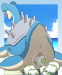  absurd_res anus blue_body countershade_face countershade_neck countershade_tail countershade_torso countershading egg female feral flippers generation_1_pokemon genitals hi_res lapras marine nintendo oviposition pokemon pokemon_(species) pussy solo tail winick-lim 