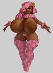  anthro arm_tuft big_breasts bovid_horn breasts camel_toe caprine_horn clothing covered_eye dibujosv12 female fur generation_8_pokemon genital_outline hi_res horn legwear neck_tuft nintendo nipple_outline nipples pink_body pink_fur pokemon pokemon_(species) pussy_outline ram_horn solo thick_thighs thigh_highs tuft wide_hips wool_(fur) wooloo wrist_tuft yellow_horn 
