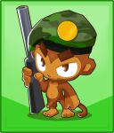  beret bloons bloons_tower_defense brown_body brown_fur casual_nudity clothing eyebrows foxjesus fur genitals green_background gun haplorhine hat hat_only headgear headgear_only headwear headwear_only hi_res holding_object holding_weapon male mammal military military_cap monkey monkey_penis mostly_nude navel ninja_kiwi nude nude_male primate raised_eyebrow ranged_weapon rifle simple_background smug sniper sniper_monkey sniper_rifle solo weapon 